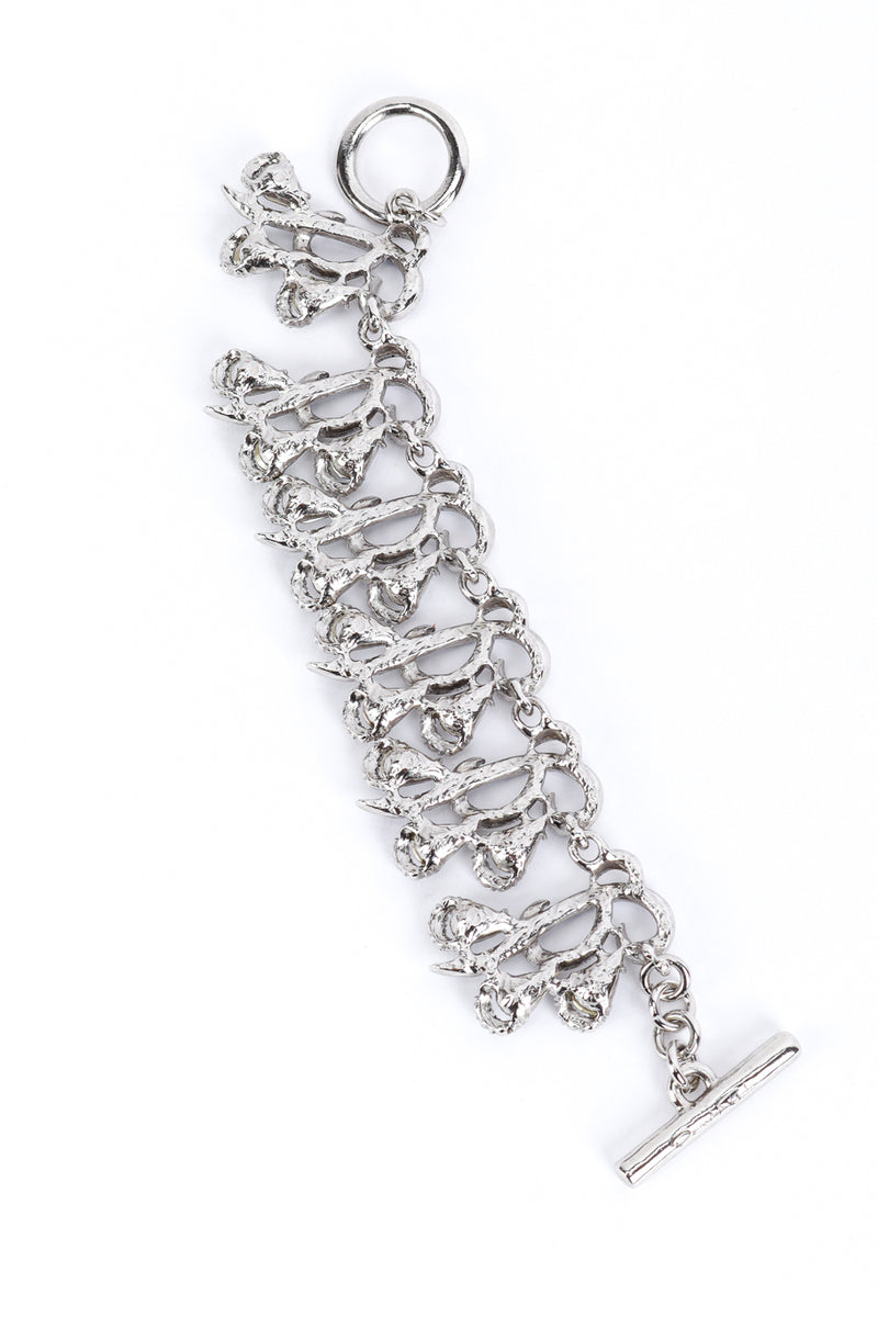 Vintage Oscar de la Renta Crystal Flourish Link Bracelet back extended @recess la