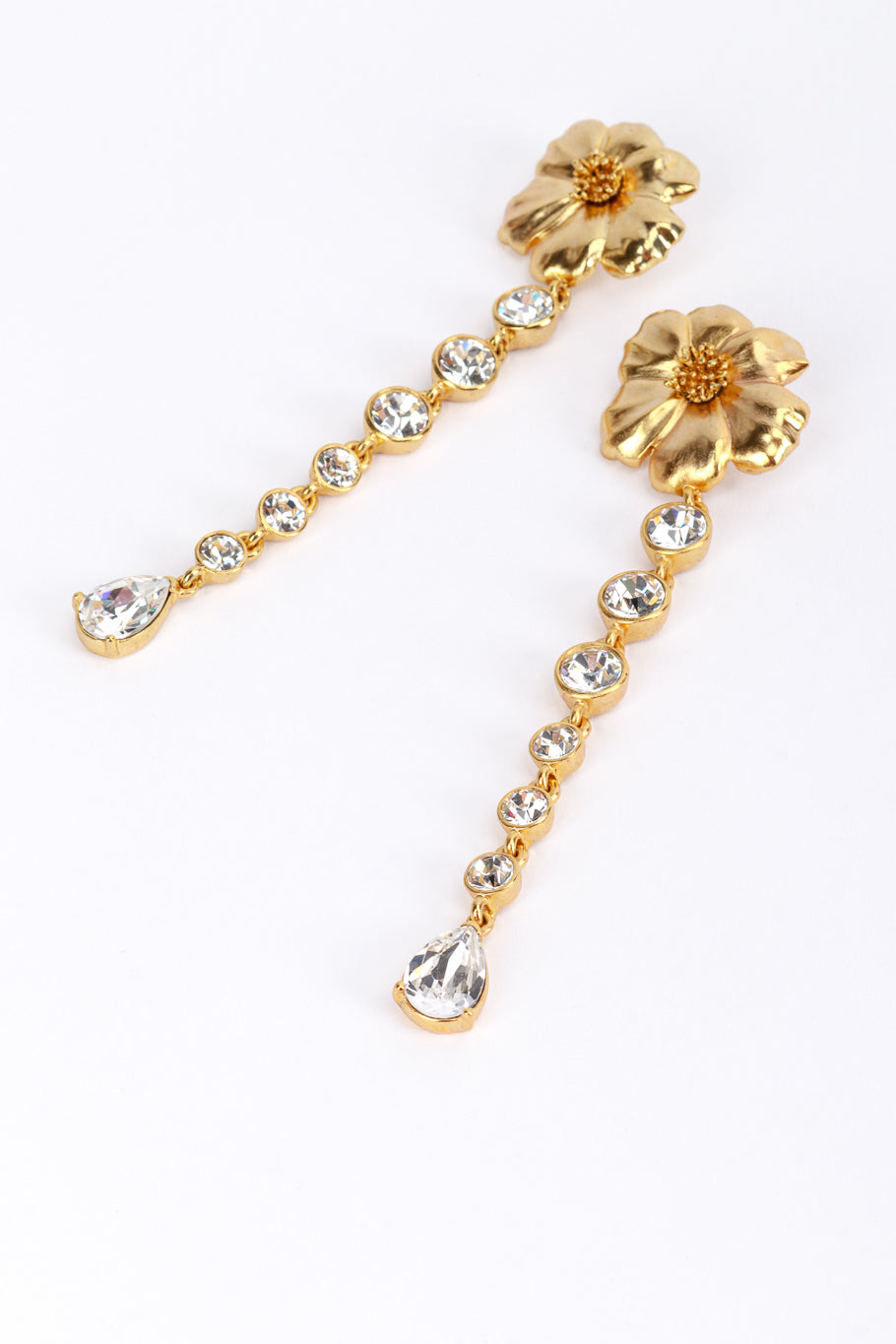 Vintage Oscar de la Renta Crystal Poppy Shoulder Duster Earrings detail @recess la