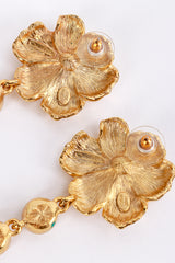 Vintage Oscar de la Renta Crystal Poppy Shoulder Duster Earrings cartouche @recess la