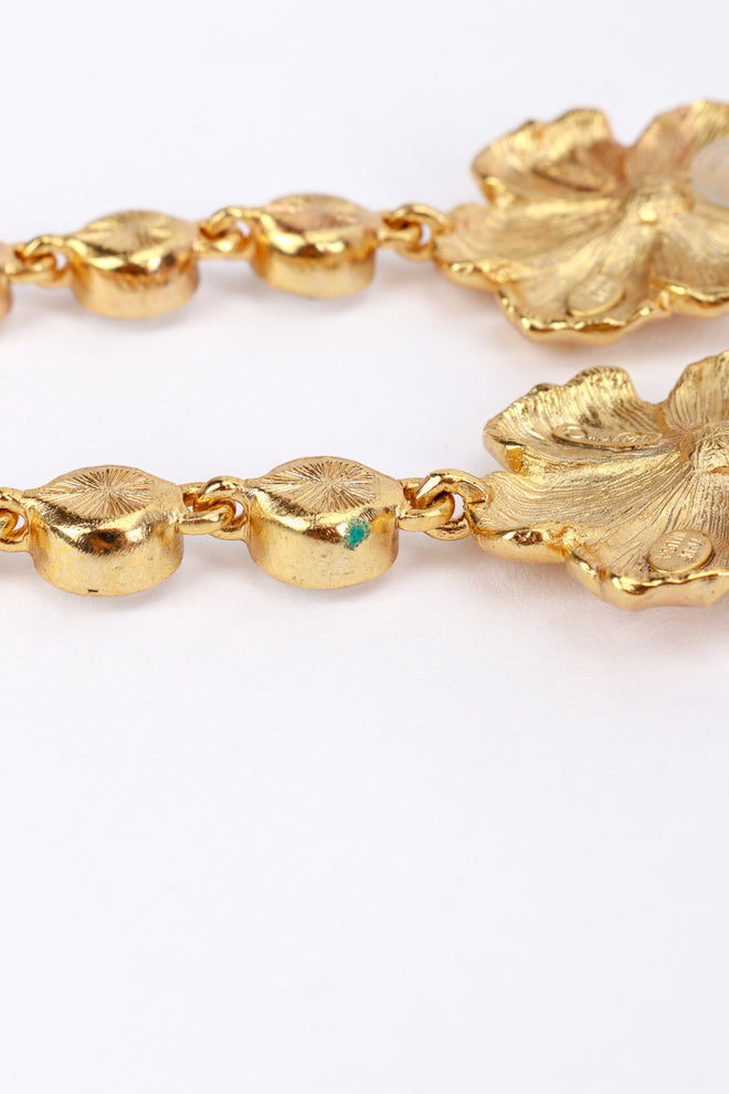 Vintage Oscar de la Renta Crystal Poppy Shoulder Duster Earrings patina @recess la