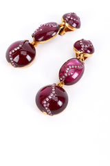 Vintage Oscar de la Renta Crawling Crystal Cabochon Drop Earrings detail @recess la