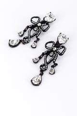 Vintage Oscar de la Renta Crystal Bow Ribbon Drop Earrings detail @recess la