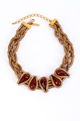 Vintage Oscar de la Renta Cabochon Braid Chain Collar Necklace front @recess la