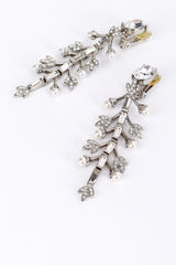 Vintage Oscar de la Renta Crystal & Pearl Silver Floral Drop Earrings detail @recess la