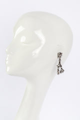 Vintage Oscar de la Renta Silver Crystal Coral Branch Earrings on mannequin @recess la