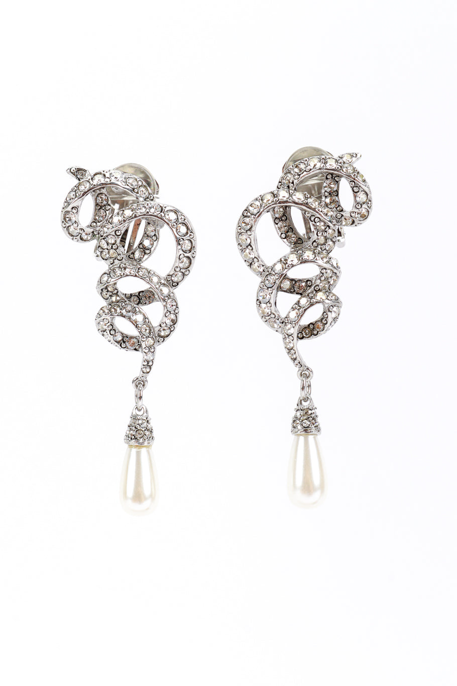 Vintage Oscar de la Renta Pearl Swirl Drop Earrings front @recess la 