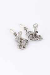 Vintage Oscar de la Renta Pearl Swirl Drop Earrings back clips open @recess la