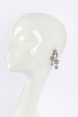 Vintage Oscar de la Renta Crystal Star Flower Drop Earrings on mannequin @recess la