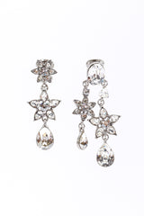 Vintage Oscar de la Renta Crystal Star Flower Drop Earrings front @recess la