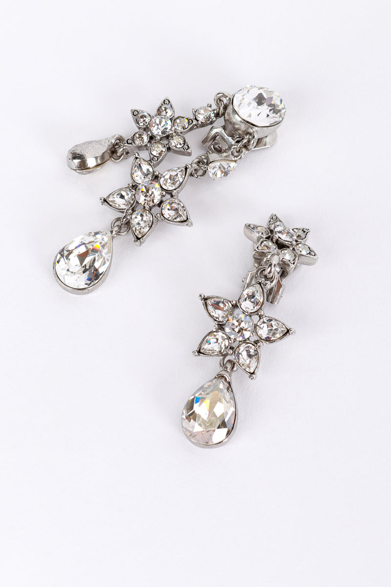 Vintage Oscar de la Renta Crystal Star Flower Drop Earrings detail @recess la