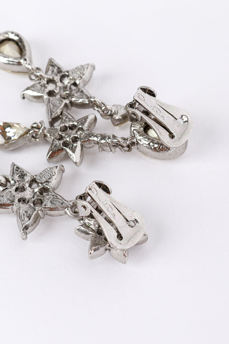 Vintage Oscar de la Renta Crystal Star Flower Drop Earrings signature @recess la