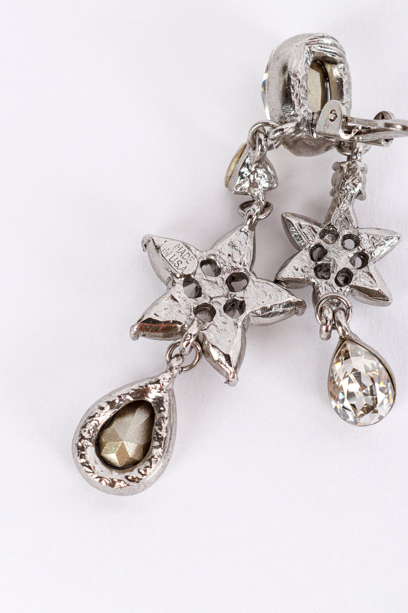 Vintage Oscar de la Renta Crystal Star Flower Drop Earrings origin cartouche @recess la