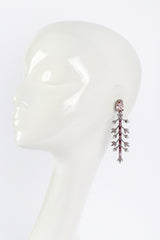 Vintage Oscar de la Renta Crystal & Pearl Floral Drop Earrings on mannequin @recess la