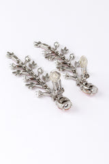 Vintage Oscar de la Renta Crystal & Pearl Floral Drop Earrings back clips open @recess la