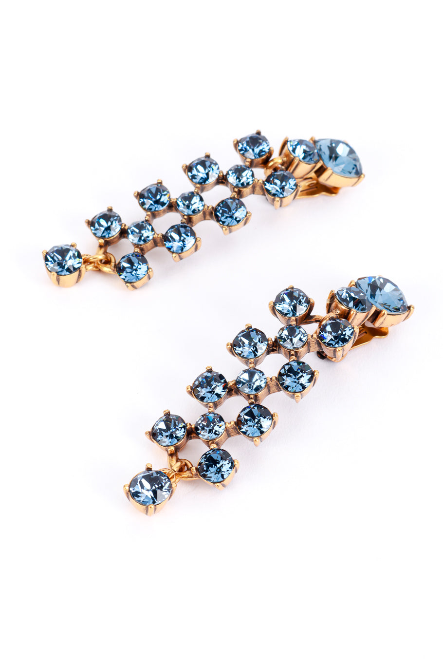 Vintage Oscar de la Renta Blue Crystal Lattice Drop Earrings detail @recess la