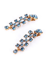 Vintage Oscar de la Renta Blue Crystal Lattice Drop Earrings detail @recess la