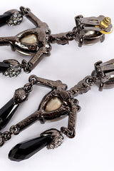 Vintage Oscar de la Renta Dark Crystal Chandelier Drop Earrings back detail @recess la