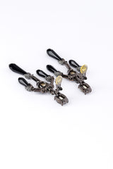 Vintage Oscar de la Renta Dark Crystal Chandelier Drop Earrings back clips open @recess la