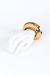 Vintage Oscar de la Renta Golden Sculpted Cuff on mannequin hand @recess la