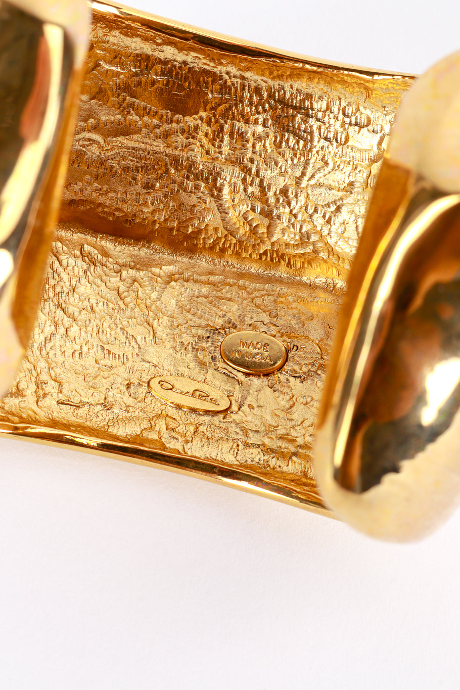 Vintage Oscar de la Renta Golden Sculpted Cuff cartouche @recess la