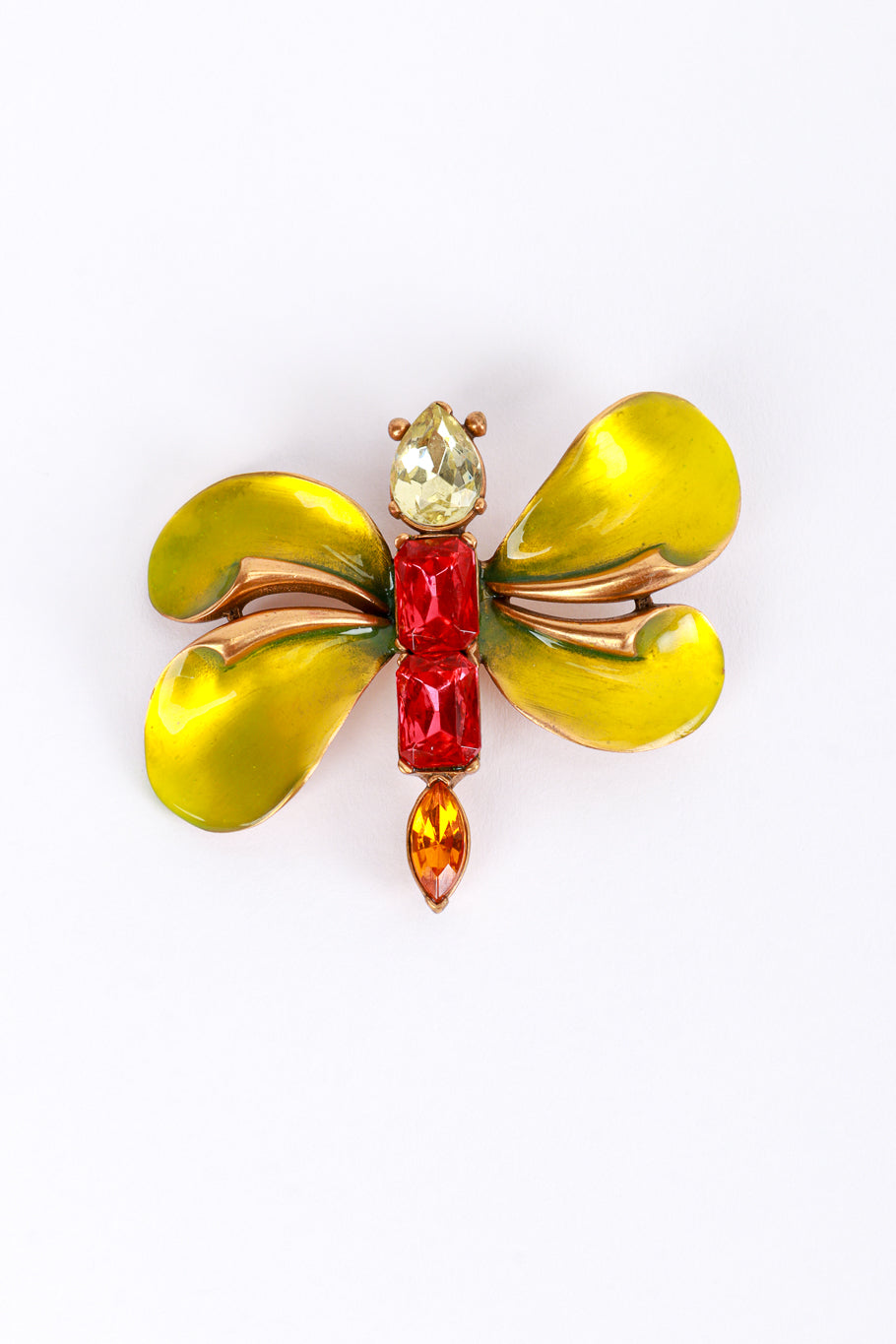 Vintage Oscar de la Renta Bejeweled Dragonfly Brooch front @recess la