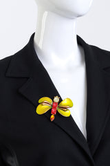 Vintage Oscar de la Renta Bejeweled Dragonfly Brooch on mannequin @recess la