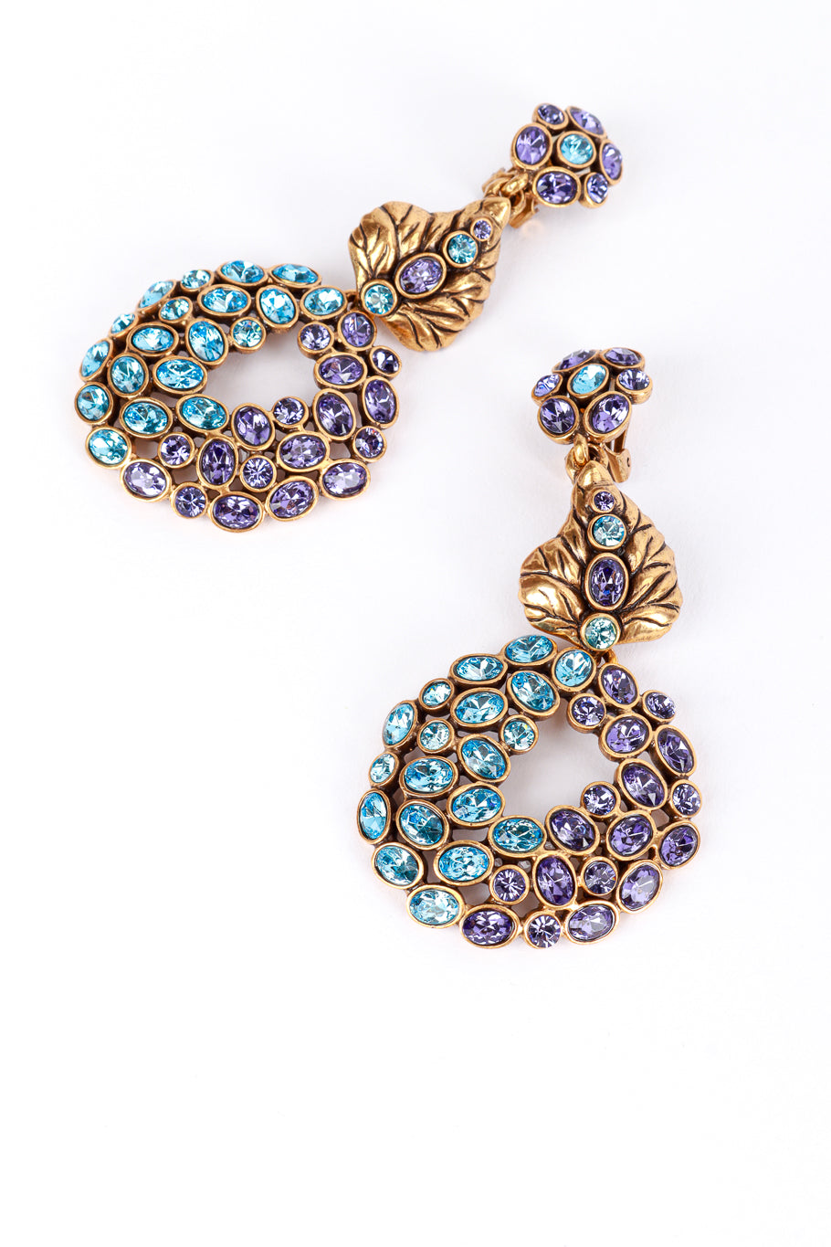 Vintage Oscar de la Renta Wild Violet Hoop Drop Earrings flat  @RECESS LA