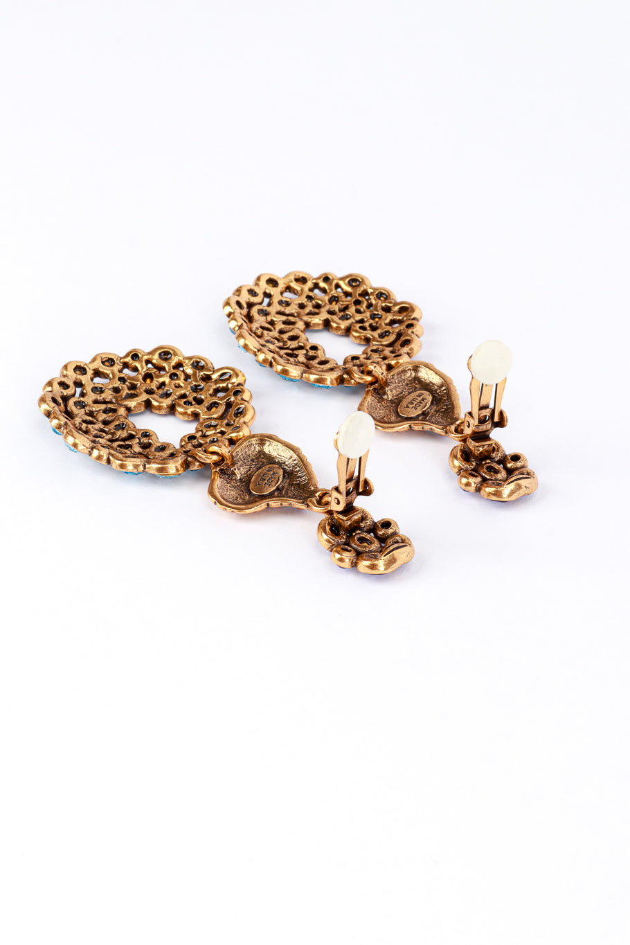 Vintage Oscar de la Renta Wild Violet Hoop Drop Earrings backs @RECESS LA