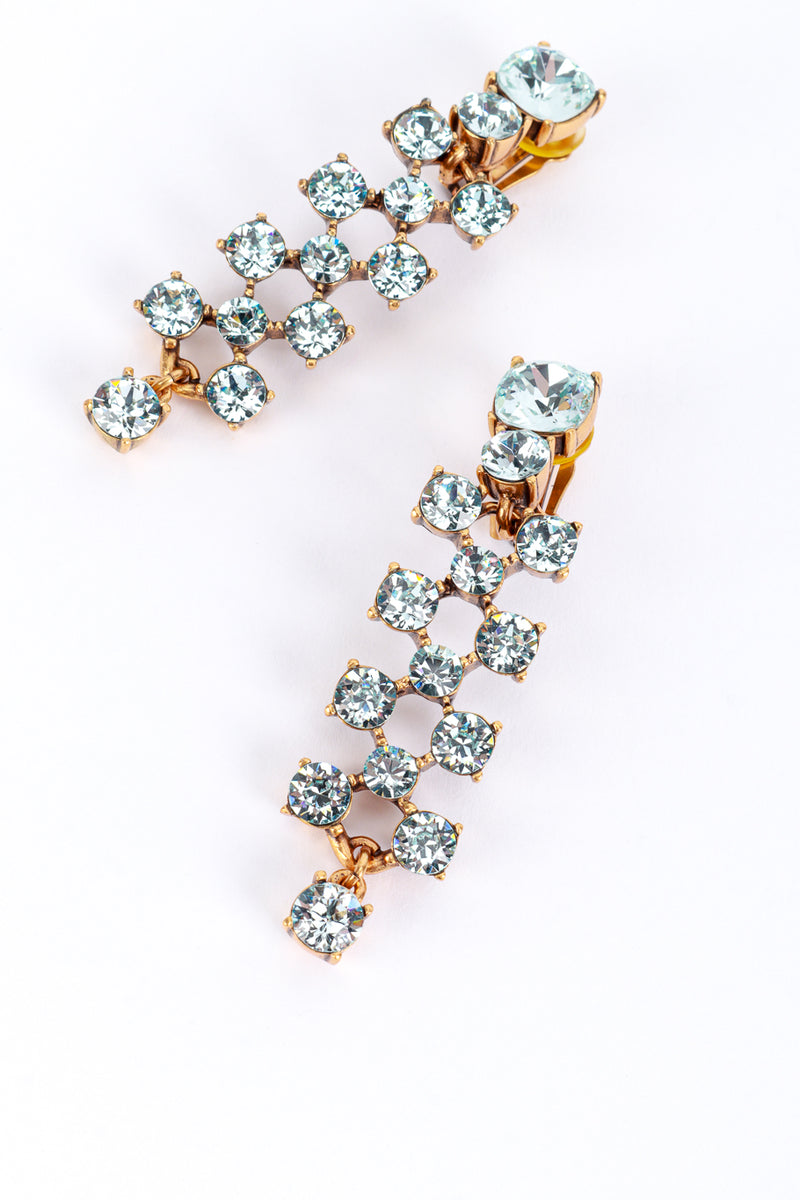 Vintage Oscar de la Renta Aquamarine Crystal Lattice Drop Earrings detail @recess la