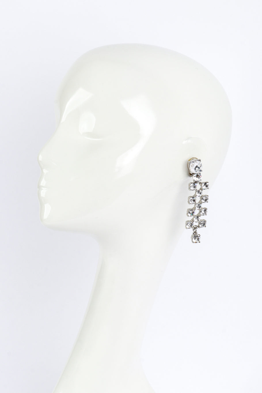 Vintage Oscar de la Renta Crystal Lattice Drop Earrings on mannequin @recess la