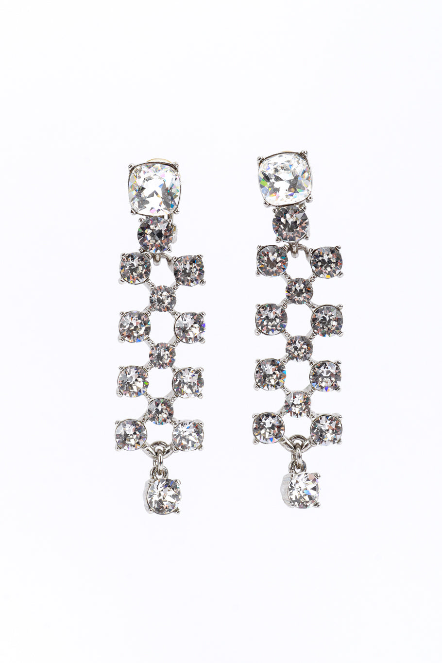 Vintage Oscar de la Renta Crystal Lattice Drop Earrings front @recess la