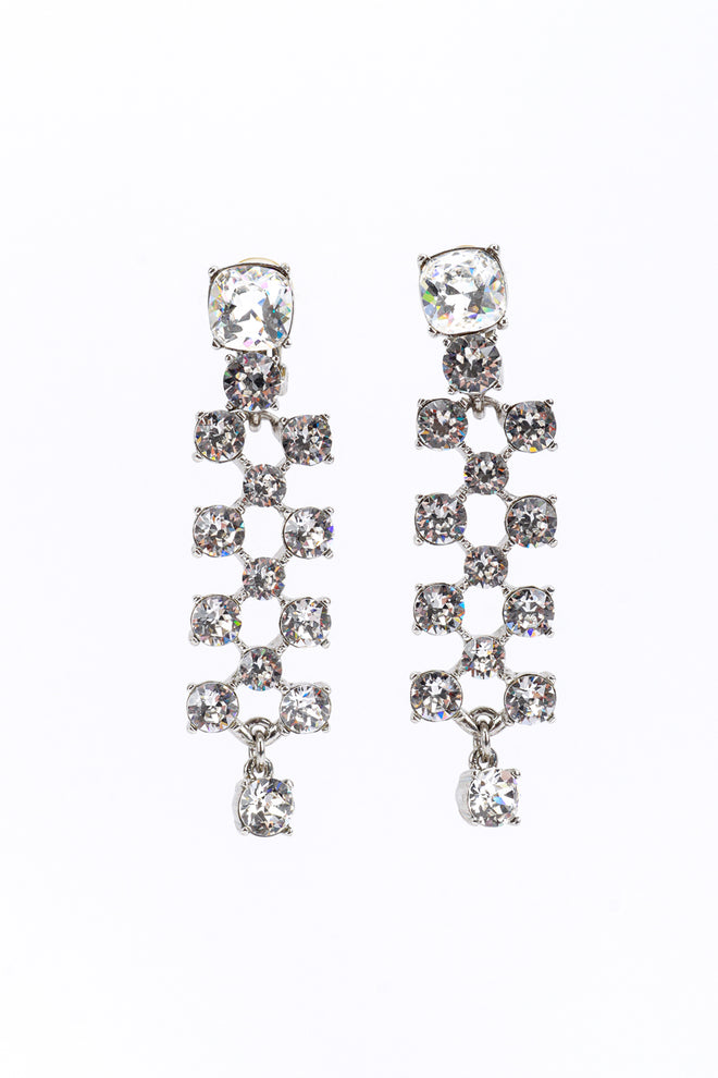 Vintage Oscar de la Renta Crystal Lattice Drop Earrings front @recess la