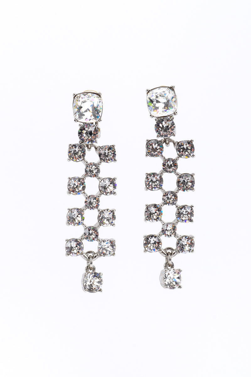 Vintage Oscar de la Renta Crystal Lattice Drop Earrings front @recess la