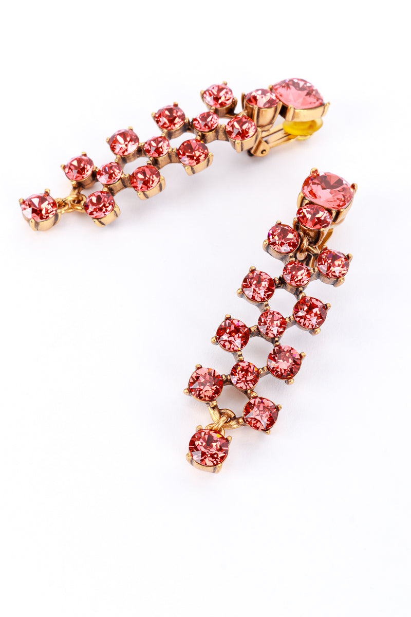 Vintage Oscar de la Renta Coral Crystal Lattice Drop Earrings detail @recess la