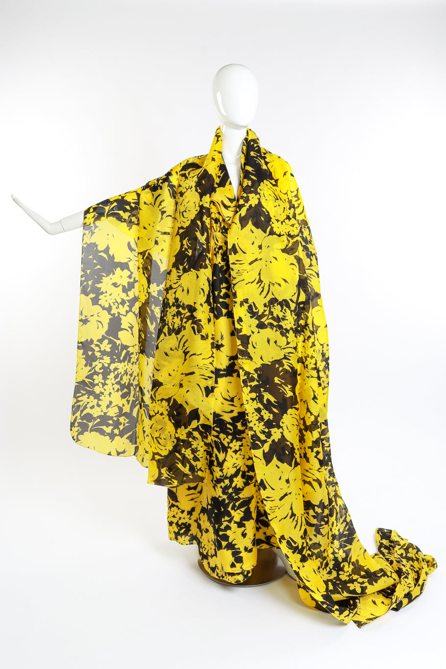 Halston Floral Tuxedo Halter Gown & Shawl on mannequin shawl @RECESS LA