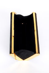 Vintage Henryks Bijoux Jeweled Suede Frame Clutch top view of lining @recess la