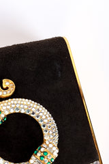 Vintage Henryks Bijoux Jeweled Suede Frame Clutch suede wear @recess la