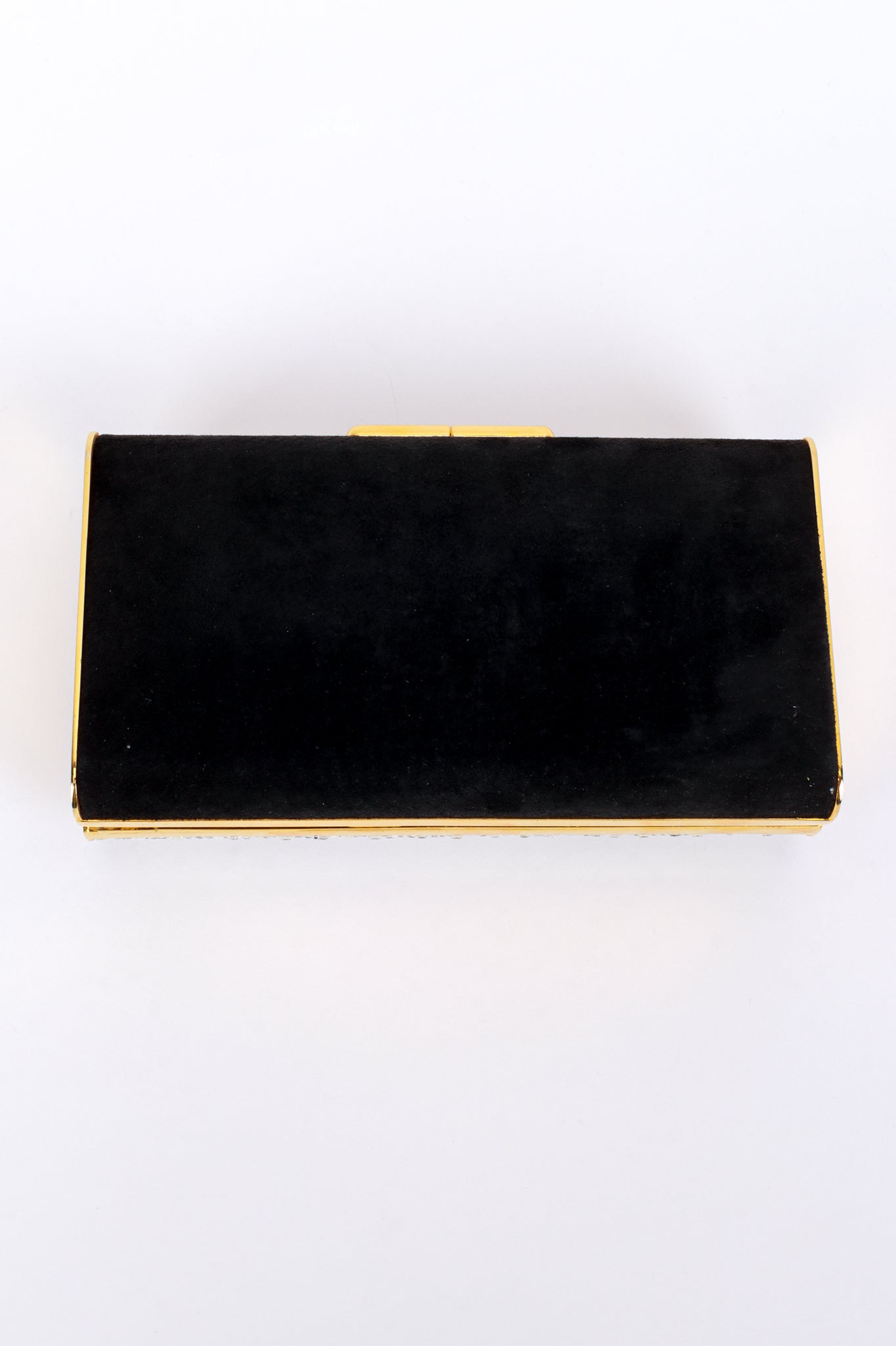 Vintage Henryks Bijoux Jeweled Suede Frame Clutch back @recess la