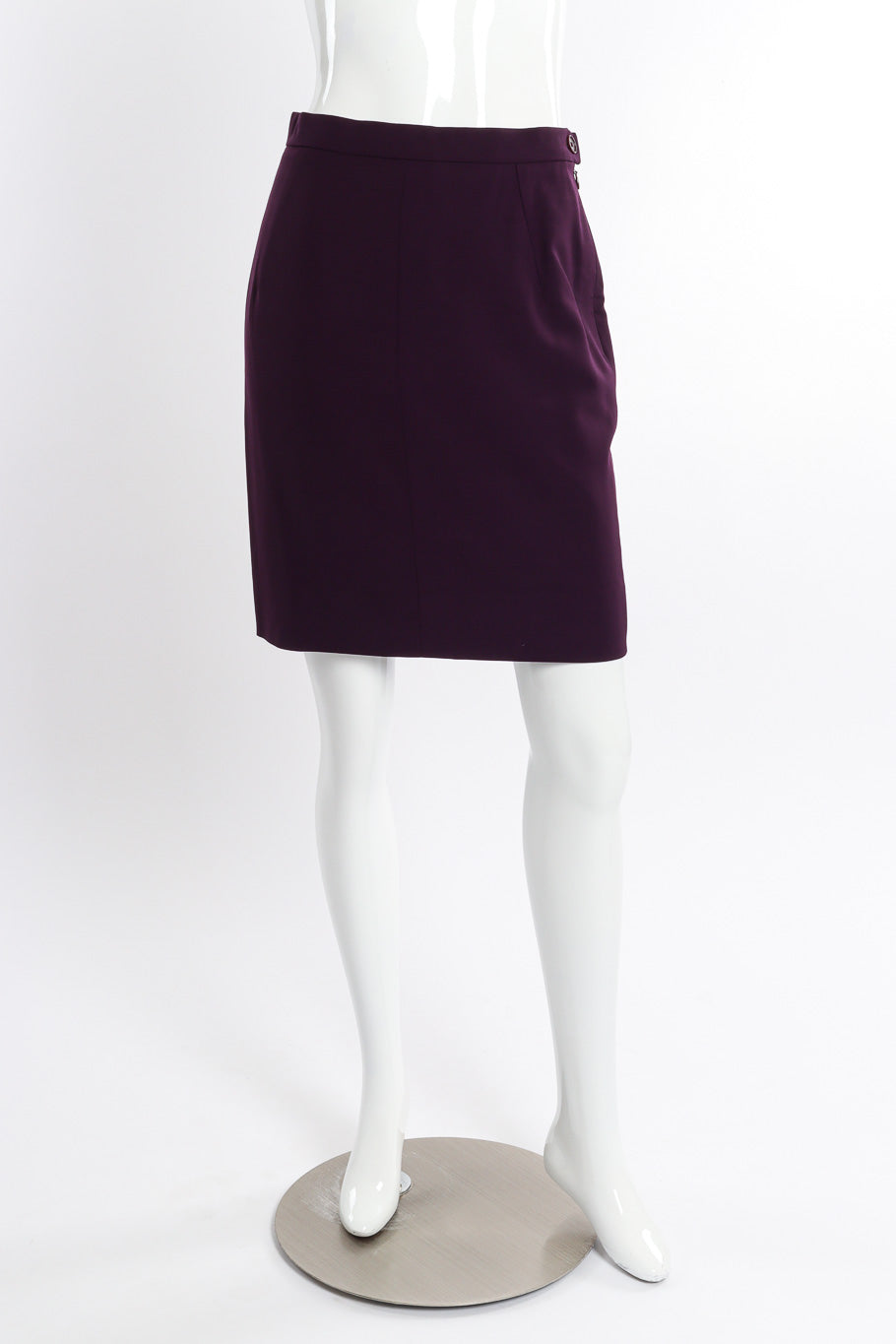 Vintage Hermés Asymmetrical Blazer and Skirt Set skirt front view on mannequin @recessla