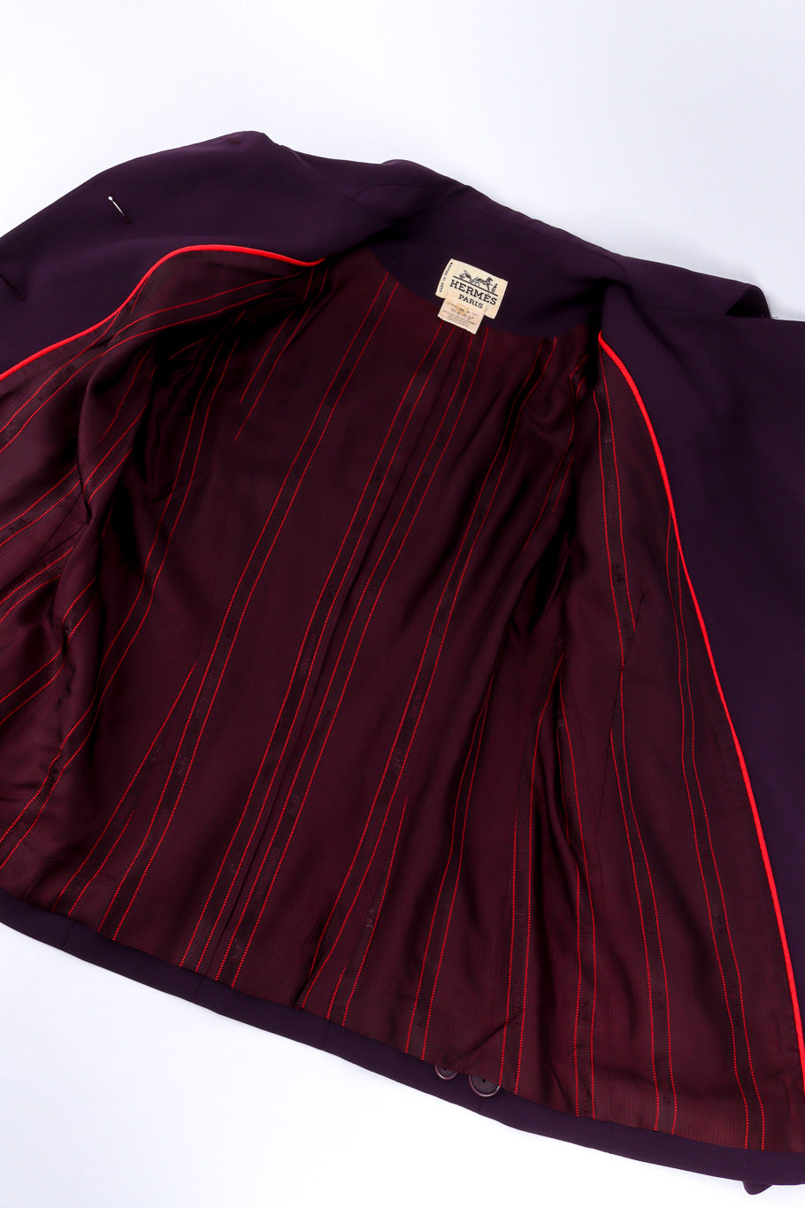 Vintage Hermés Asymmetrical Blazer and Skirt Set view of lining @recessla