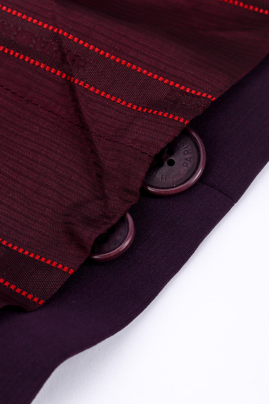 Vintage Hermés Asymmetrical Blazer and Skirt Set additional buttons closeup @recessla