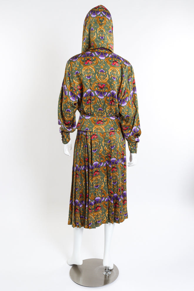 Vintage Hermes Archery Hooded Blouse and Pleated Skirt Set back on mannequin @recessla
