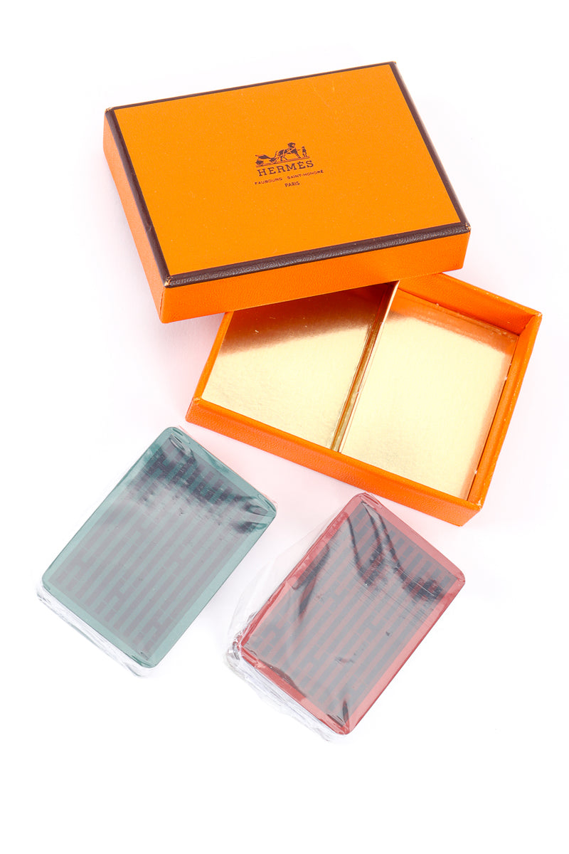 Vintage Hermés 2 Miniature Deck Playing Card Set open top view @recessla