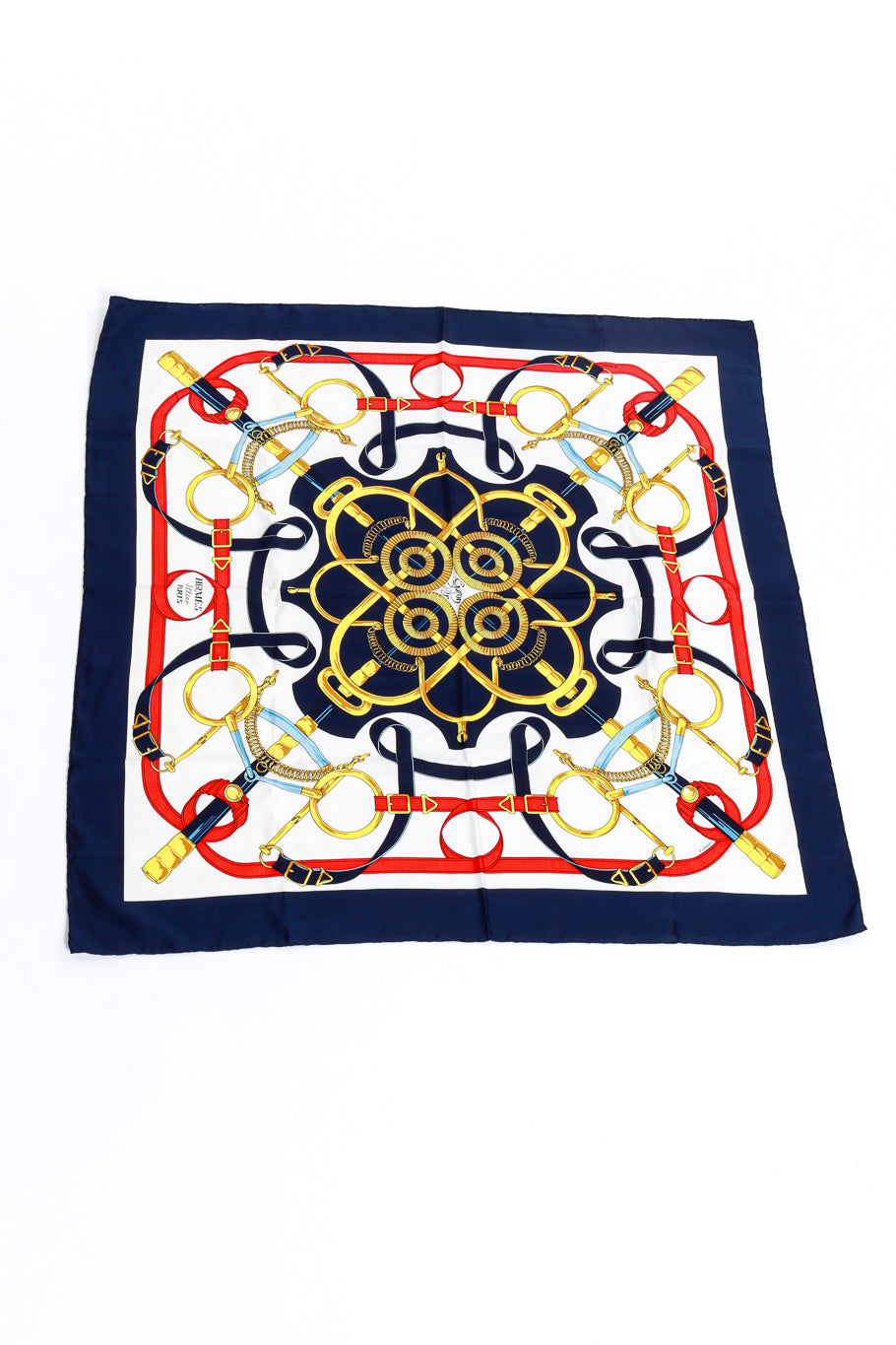 Hermes Eperon d'Or Equestrian Scarf flat lay @RECESS LA