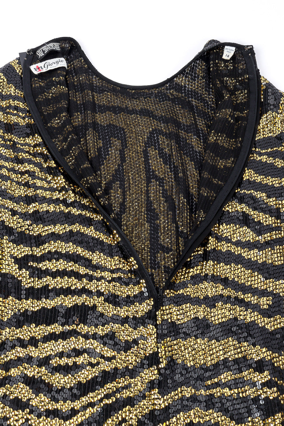 Vintage Halston Tiger Sequin Sheath Gown back unzipped @recessla
