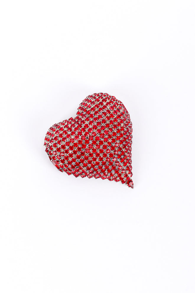 Vintage Dorothy Bauer Rhinestone Heart Brooch front @recessla