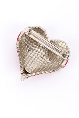 Vintage Dorothy Bauer Rhinestone Heart Brooch back @recessla