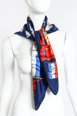 Vintage Hérmes Pavois 90 Silk Scarf tied on mannequin @recess la