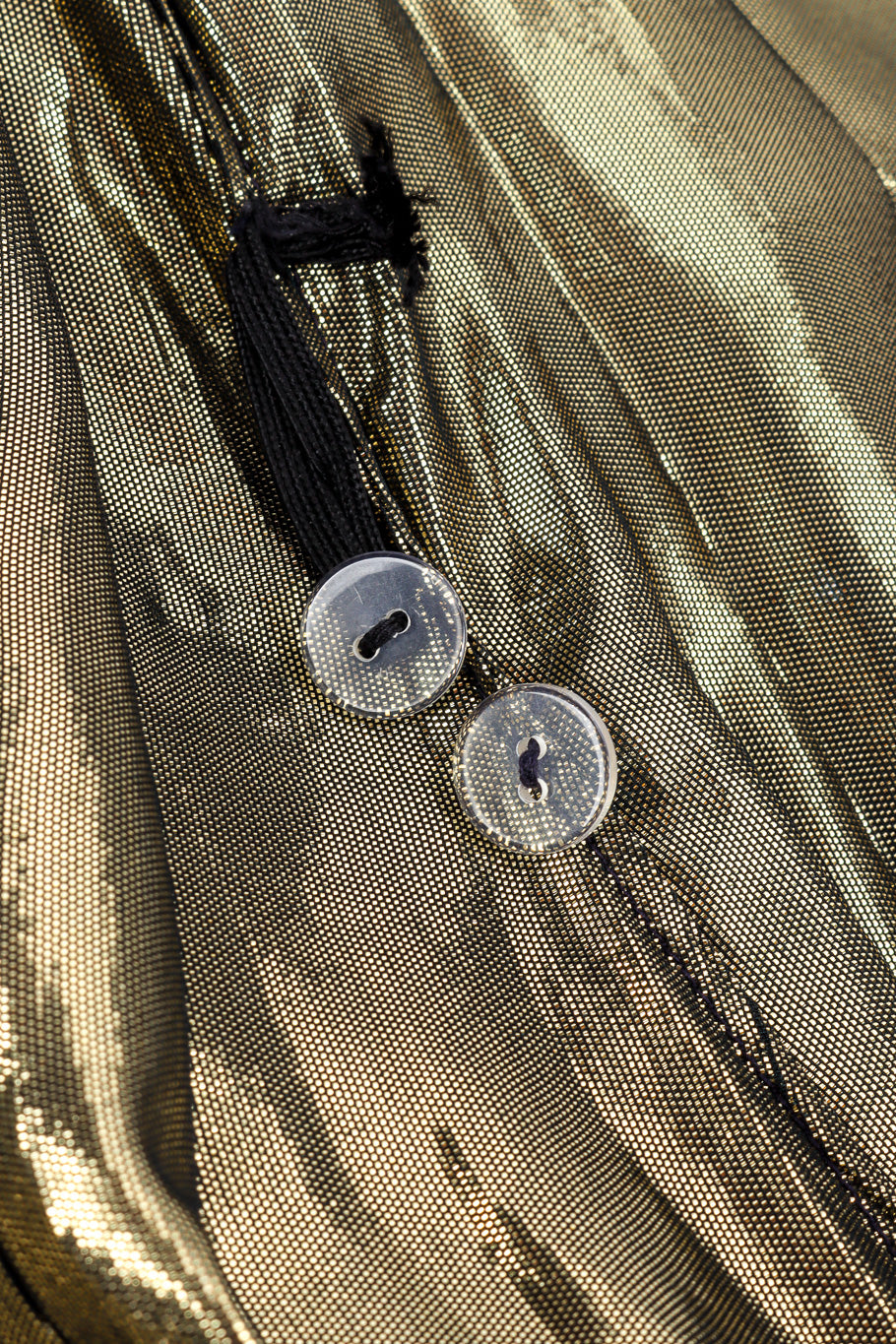 Vintage Holly's Harp Metallic Silk Wrap Dress interior button closeup @recessla