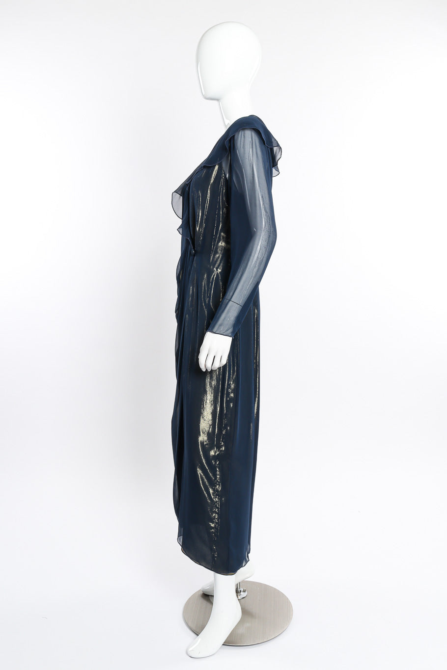 Vintage Holly's Harp Metallic Silk Wrap Dress side on mannequin @recessla
